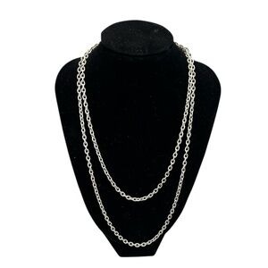 Long Silver Tone Chain Necklace 36.5”